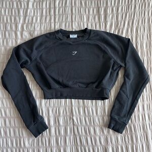 Gymshark Black Cropped Long Sleeve Crewneck (S)